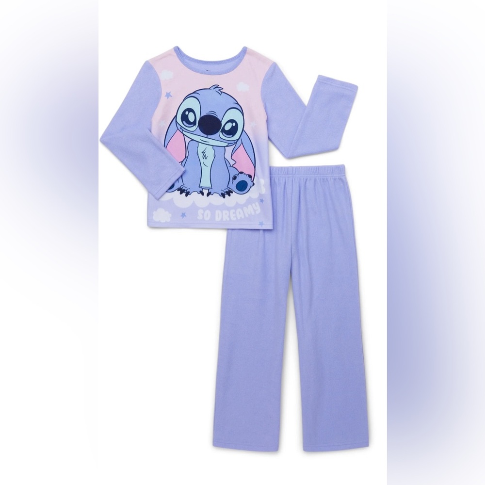 Disney Stitch Girls Long Sleeve Top and Pants Pajama Set, 2-Piece, Sizes 4-16